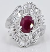 Ring - 2.28 ct Ruby - 2.98 Ct Diamonds