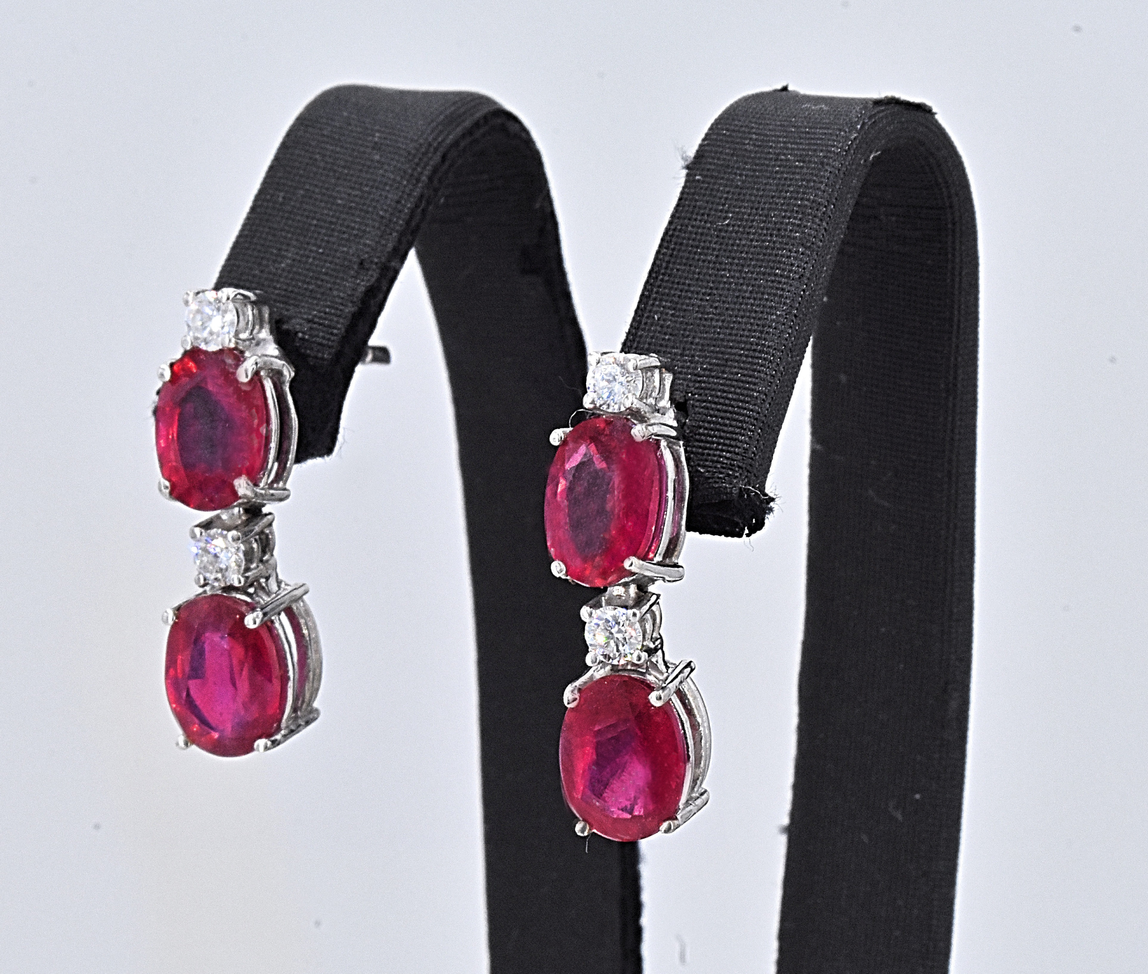 Earrings - 4.65 ct Ruby - Diamonds - NO RESERVE price! - Image 2 of 6
