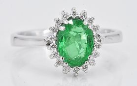Ring - 1.41 ct Emerald - Diamond - NO RESERVE price
