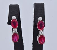 Earrings - 4.65 ct Ruby - Diamonds - NO RESERVE price!