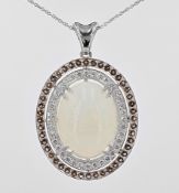 Necklace - 27.58 ct Opals - 1.52 ct Fumee Quartz, 1.22 ct Diamonds