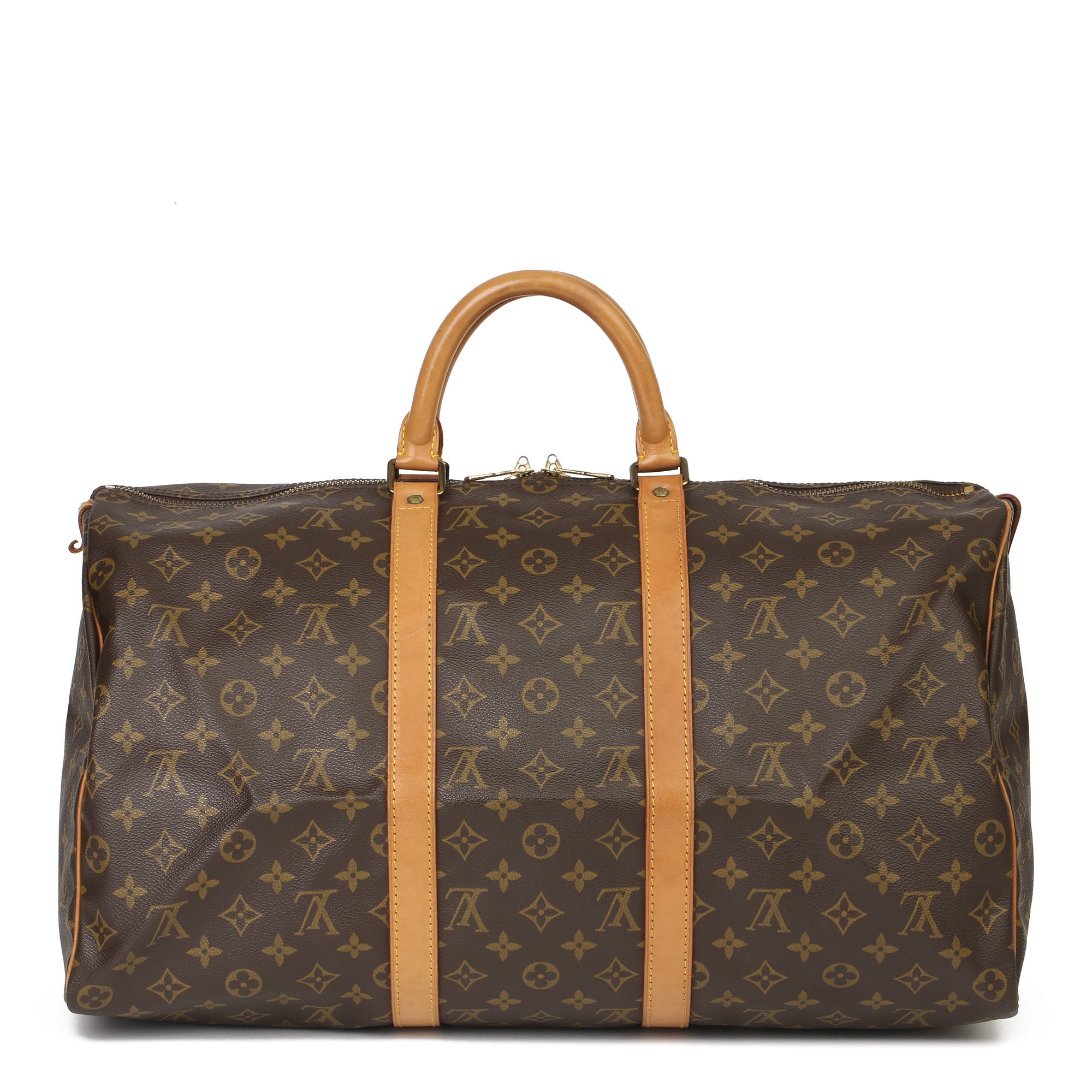 Louis Vuitton Brown Monogram Coated Canvas & Vachetta Leather Vintage Keepall 50 - Image 2 of 11