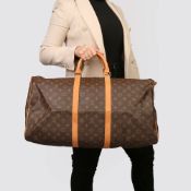 Louis Vuitton Brown Monogram Coated Canvas & Vachetta Leather Vintage Keepall 55