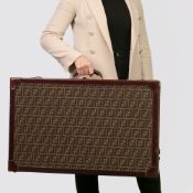 Fendi Brown Zucca Monogram Canvas Vintage Trunk, Originally Owned by Karl Lagerfeld