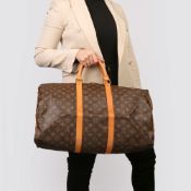 Louis Vuitton Brown Monogram Coated Canvas & Vachetta Leather Vintage Keepall 50