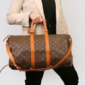 Louis Vuitton Brown Monogram Coated Canvas & Vachetta Leather Vintage Keepall 45 Bandoulière