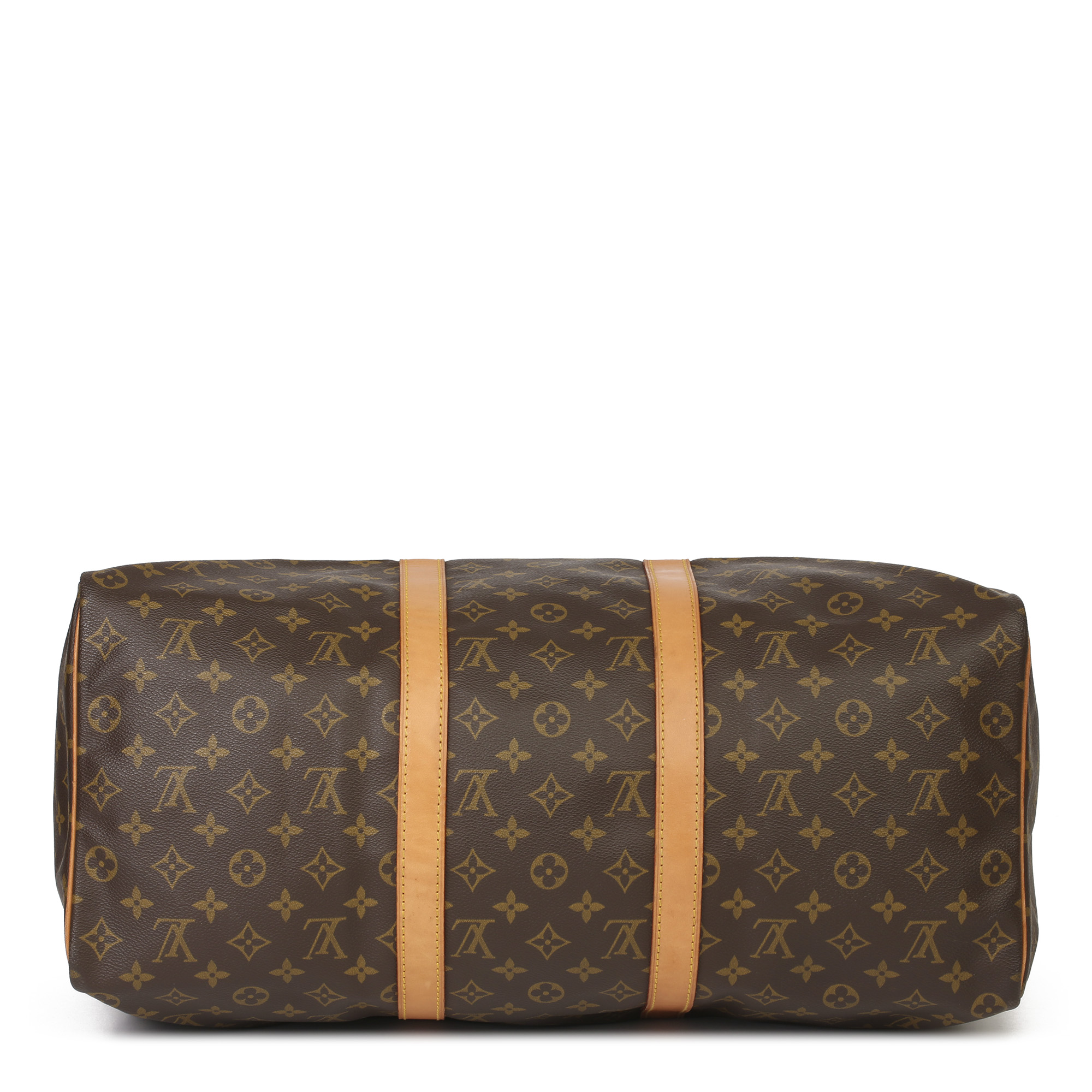 Louis Vuitton Brown Monogram Coated Canvas & Vachetta Leather Vintage Keepall 50 - Image 8 of 11