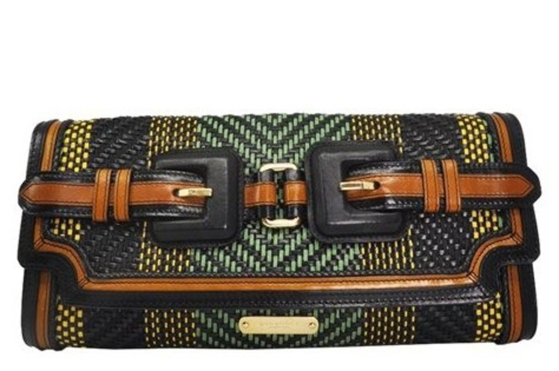 Burberry Wicker Knitting Leather Clutch