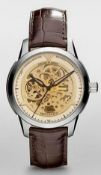 Emporio Armani AR4627 Men's Meccanico Brown Leather Strap Watch