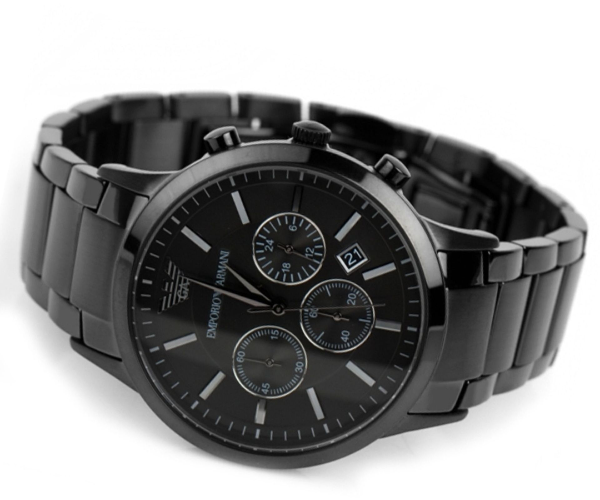 Emporio Armani AR2453 Men's Black Stainless Steel Bracelet Chronograph Watch - Image 2 of 4