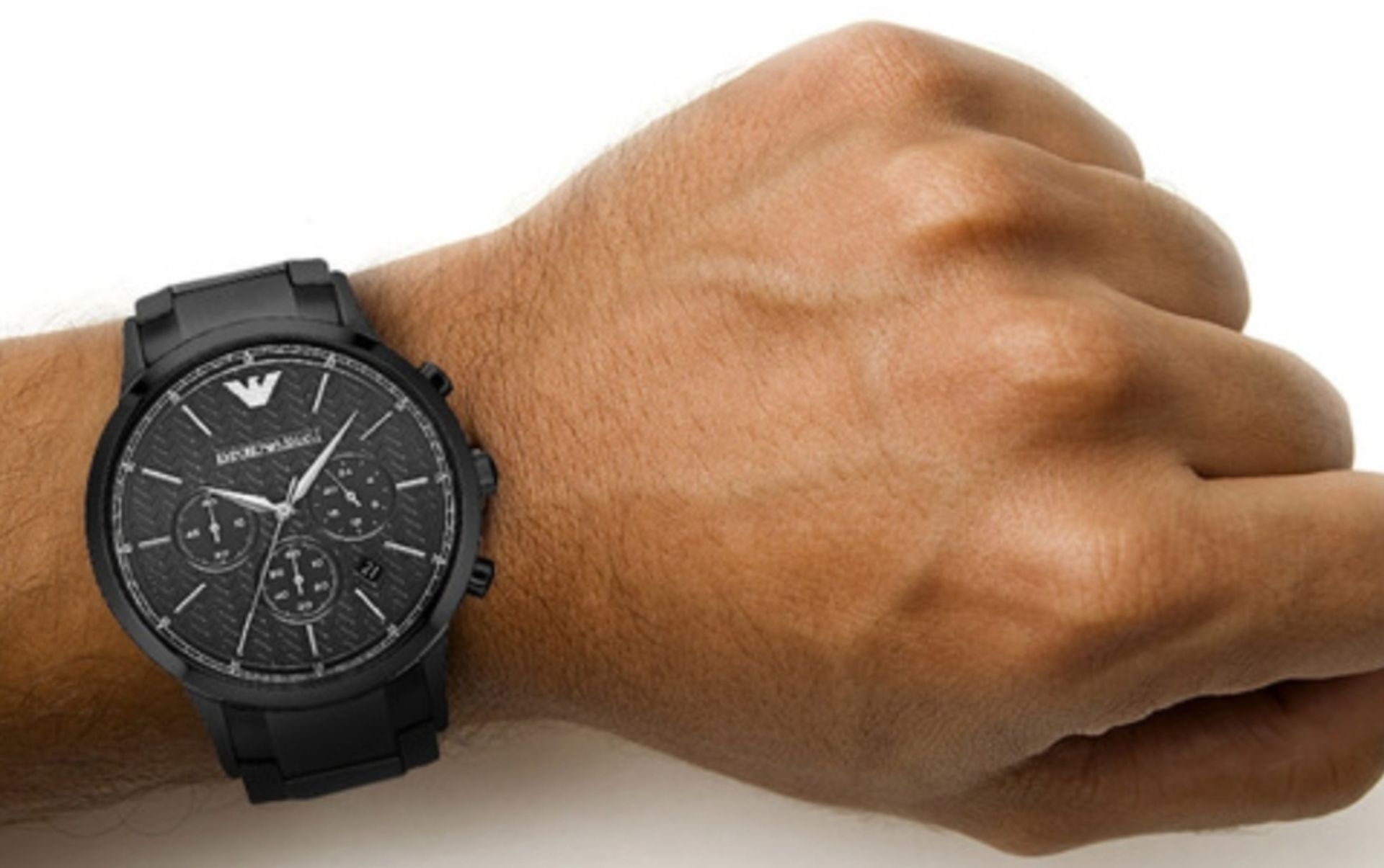 Emporio Armani AR2485 Men's Black Dial Black Link Bracelet Quartz Chronograph Watch - Image 2 of 6