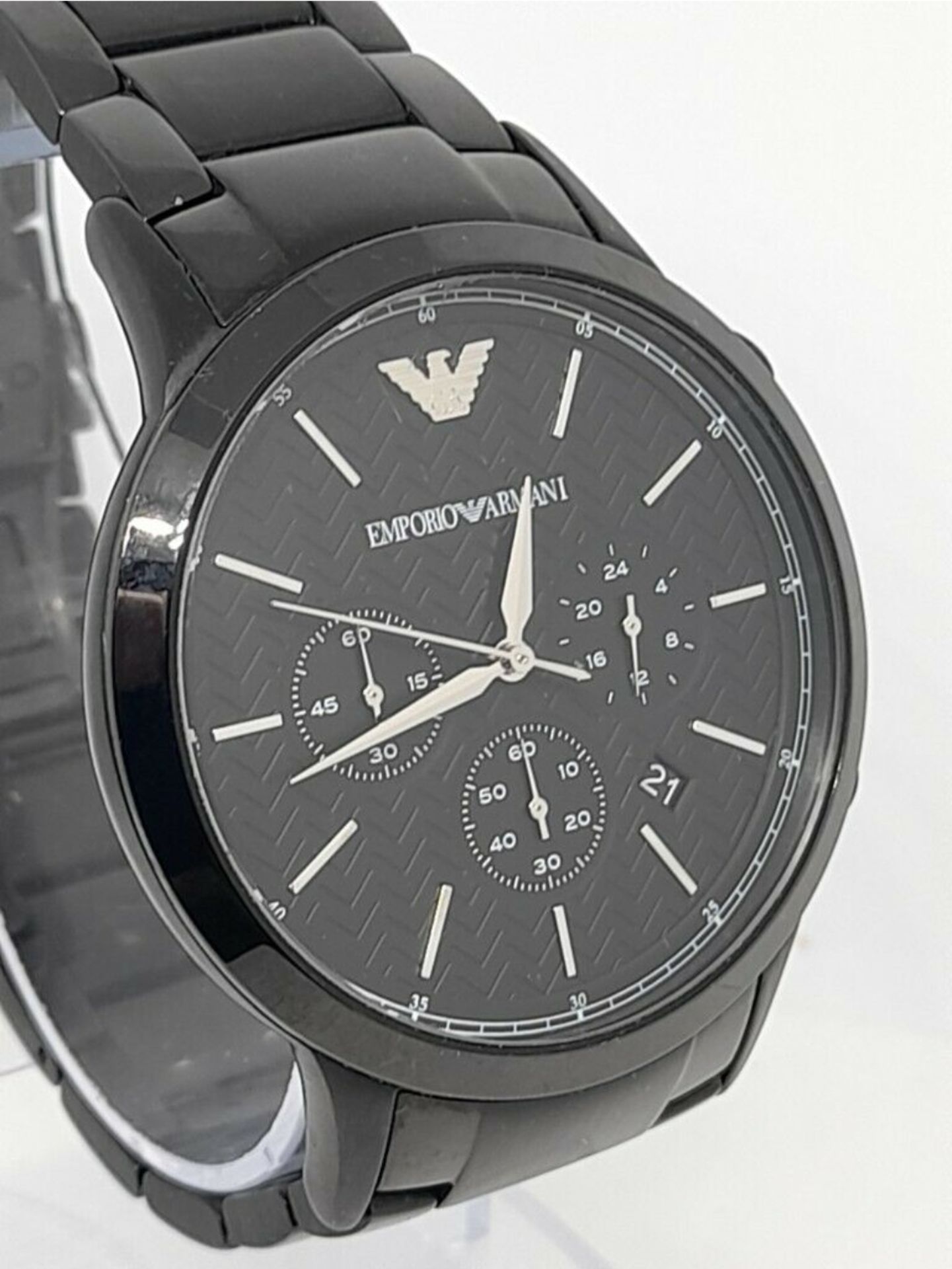 Emporio Armani AR2485 Men's Black Dial Black Link Bracelet Quartz Chronograph Watch - Image 5 of 6