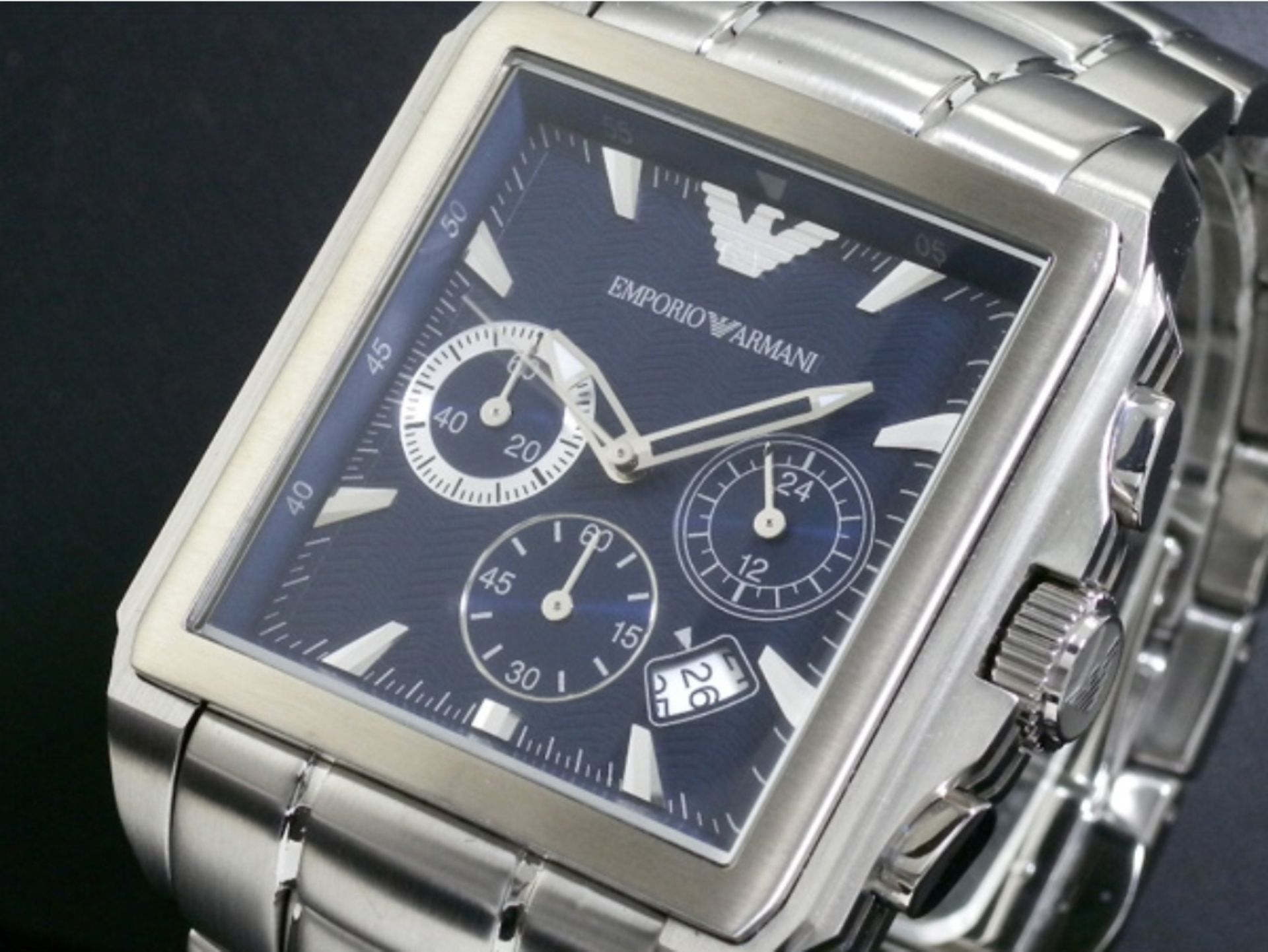 Emporio Armani AR0660 Men's Square Dial Silver Stainless Steel Bracelet Chronograph Watch - Image 4 of 6