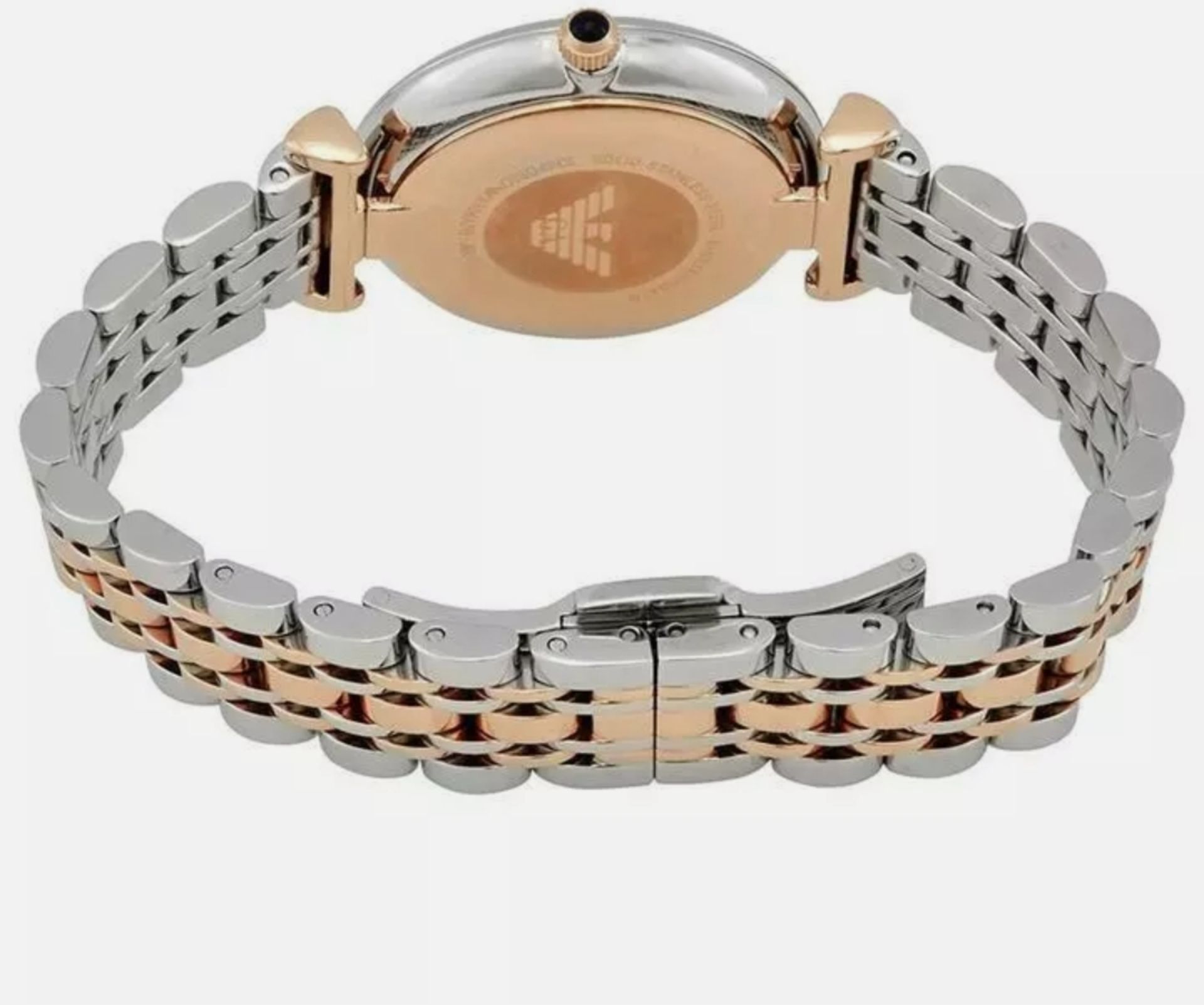 Emporio Armani AR11092 Ladies T-Bar Rose Gold & Silver Bracelet Quartz Designer Watch - Image 7 of 10