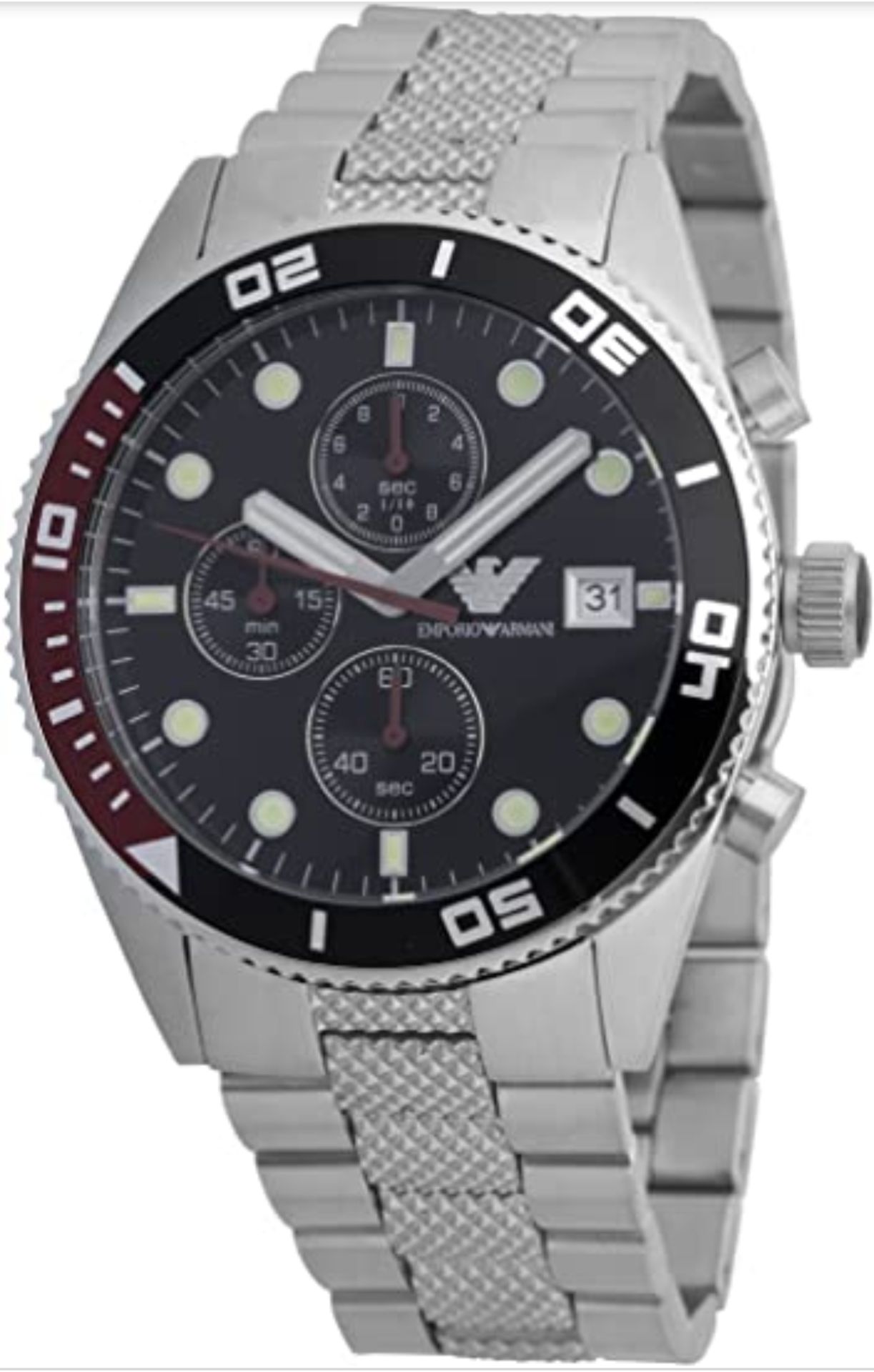 Emporio Armani AR5855 Men's Black Dial Silver Tone Bracelet Quartz Chronograph Watch - Image 3 of 11