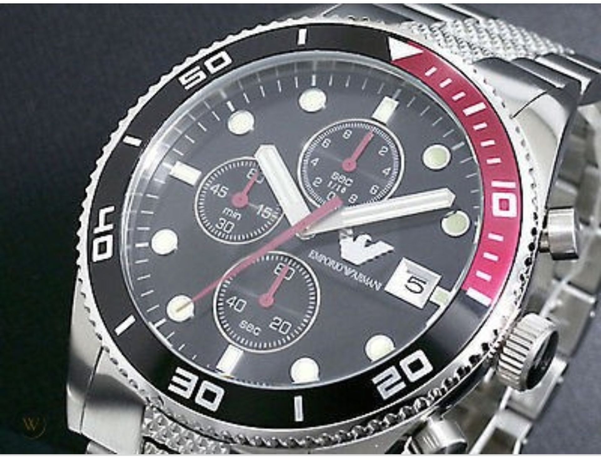 Emporio Armani AR5855 Men's Black Dial Silver Tone Bracelet Quartz Chronograph Watch - Image 5 of 11