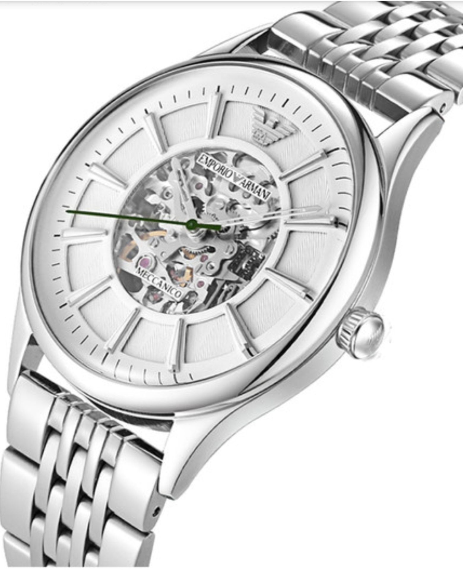 Emporio Armani AR1945 Men's Meccanico Silver Bracelet Automatic Watch - Image 5 of 8