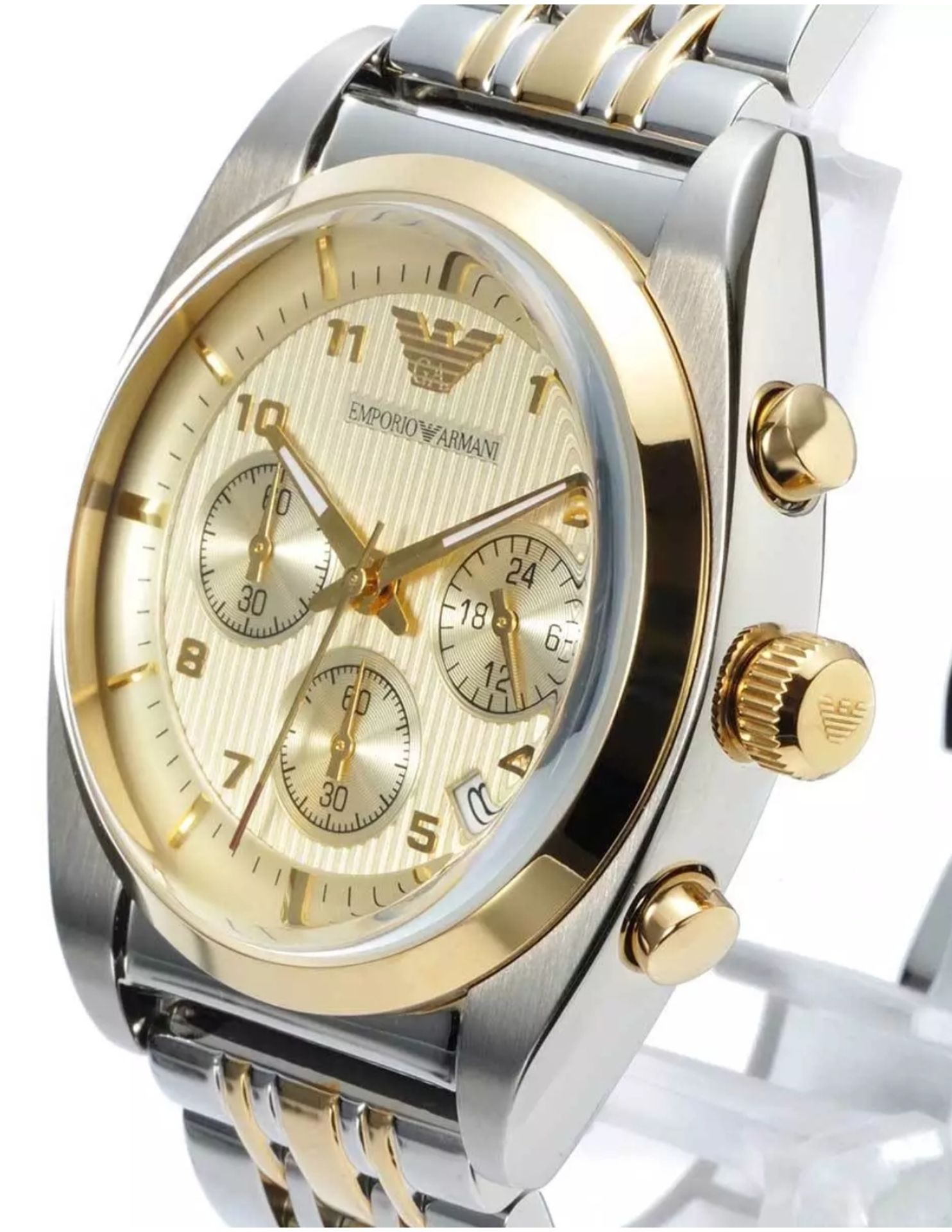 Emporio Armani AR0396 Men's two Tone Gold & Silver Quartz Chronograph Watch - Image 3 of 9