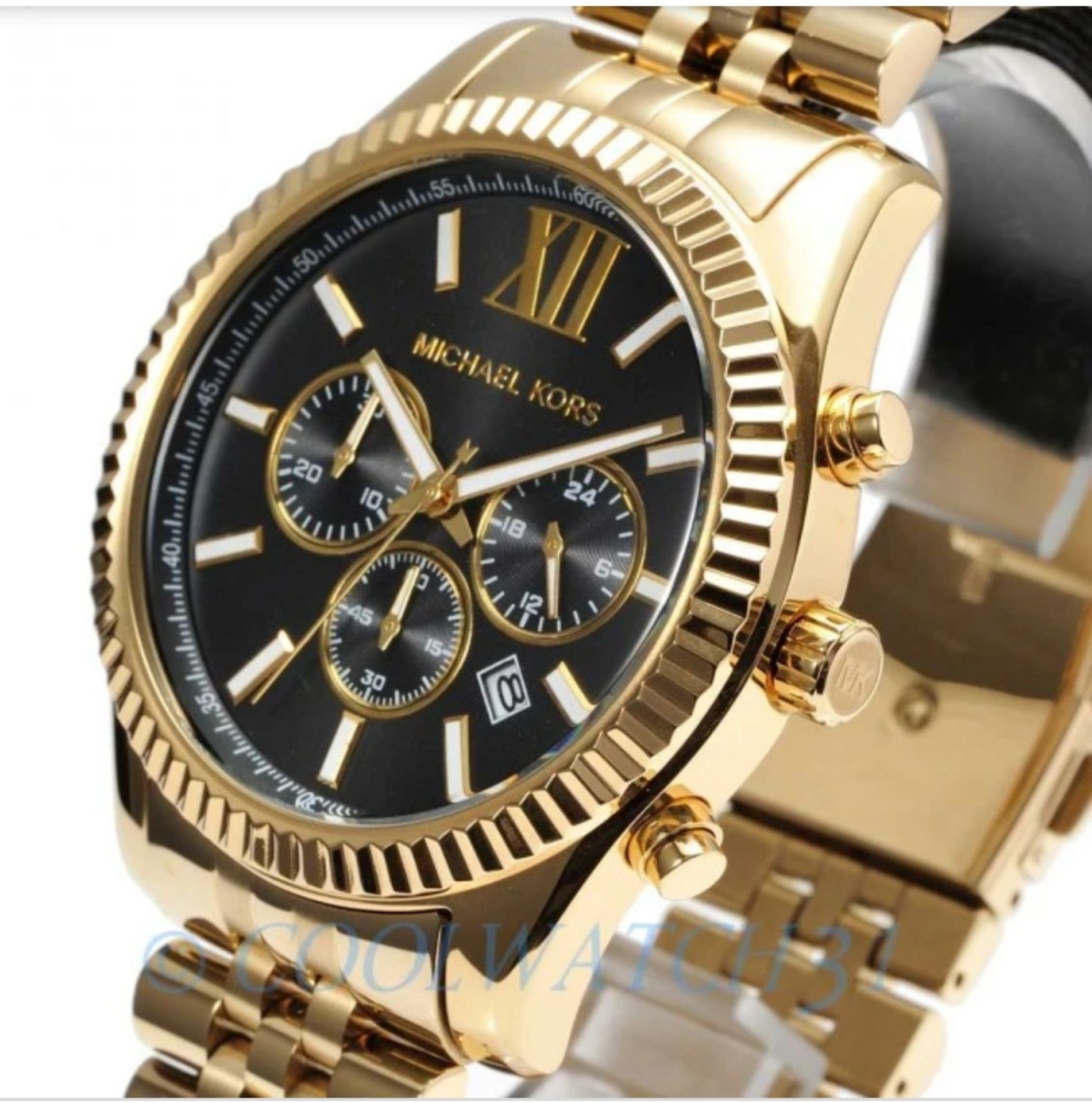 Men's Michael Kors Lexington Gold Bracelet Chronograph Watch Mk8286 - Image 8 of 12