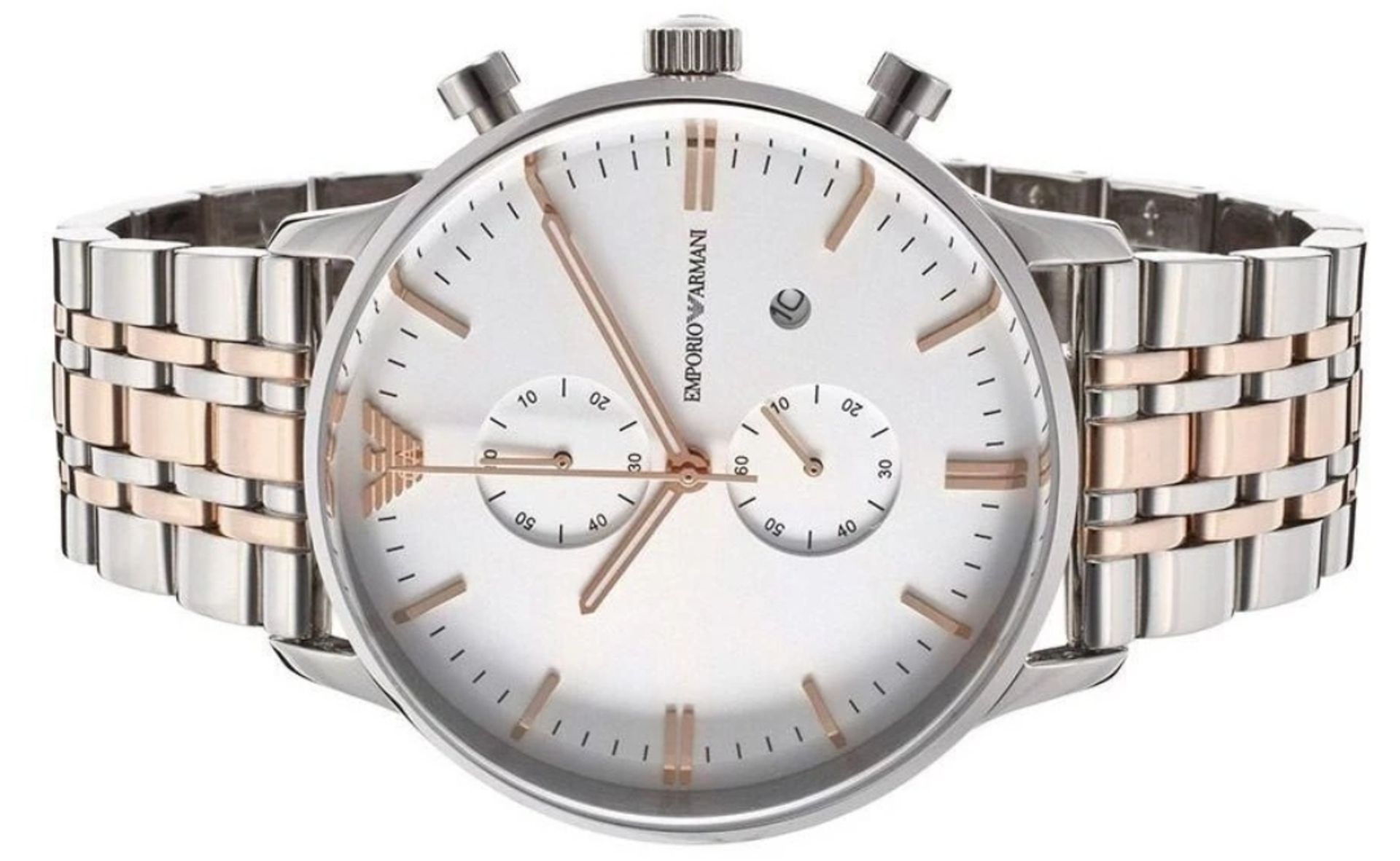 Emporio Armani AR0399 Men's Gianni Stainless Steel Bracelet Chronograph Watch - Image 2 of 4