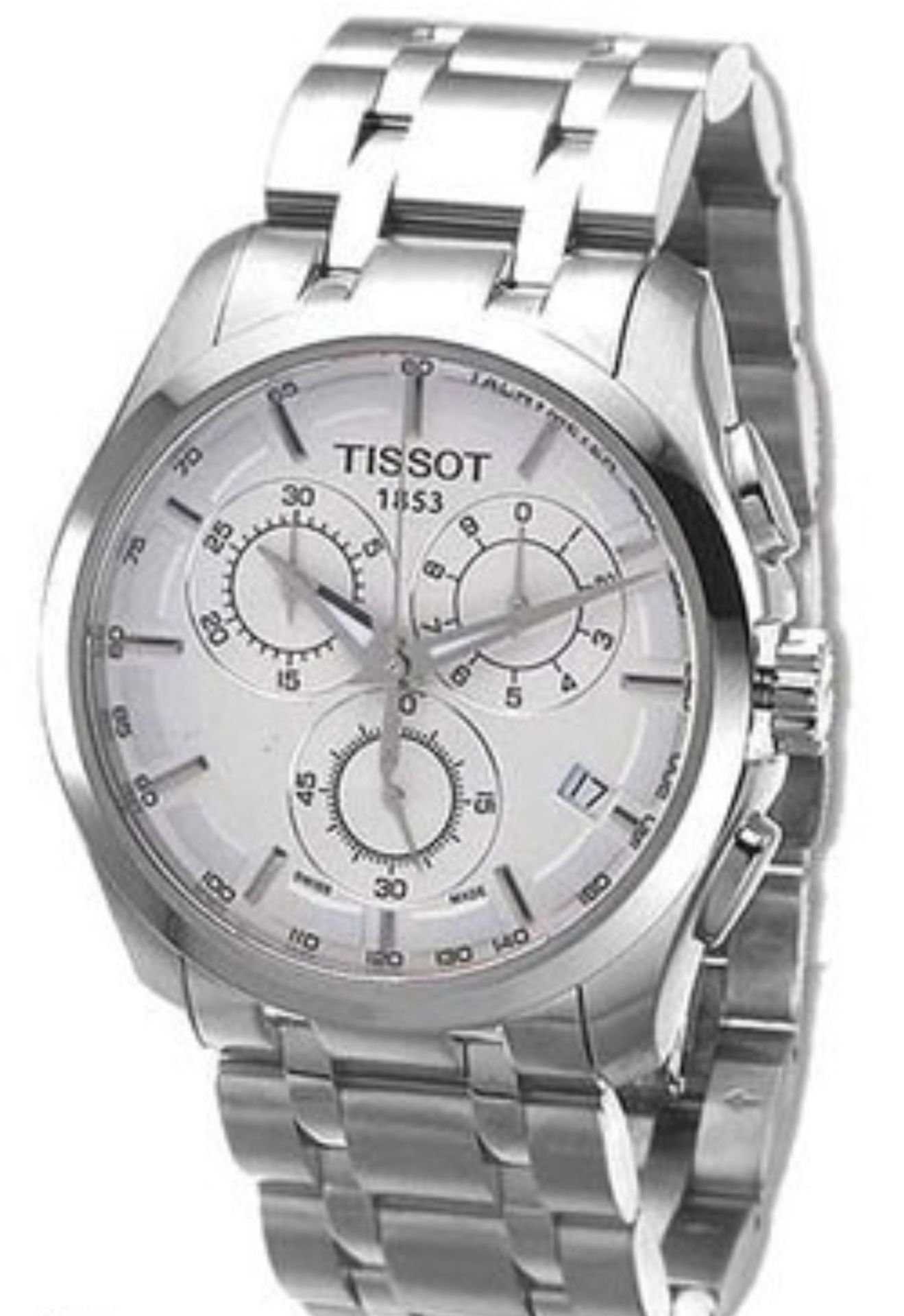 Tissot Men's Couturier 41Mm Steel Bracelet & Case Quartz White Dial Chrono Watch T035.617.11.031.00 - Image 6 of 10