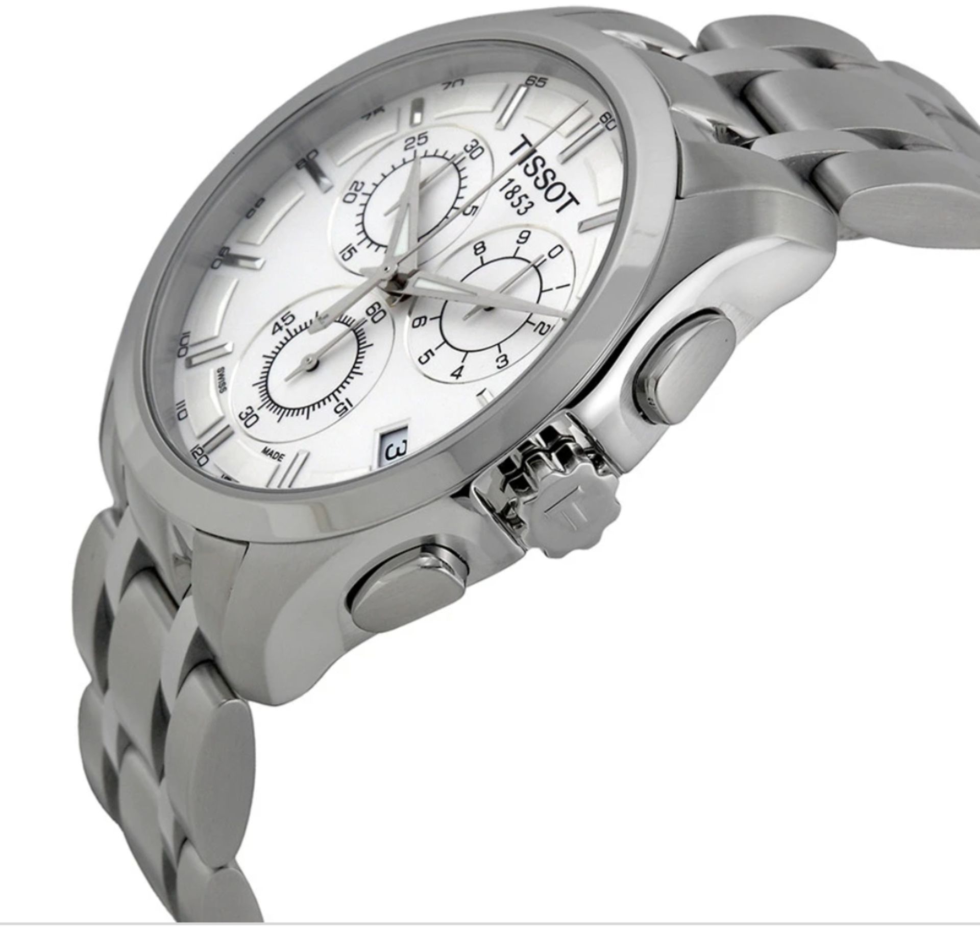 Tissot Men's Couturier 41Mm Steel Bracelet & Case Quartz White Dial Chrono Watch T035.617.11.031.00 - Image 2 of 10