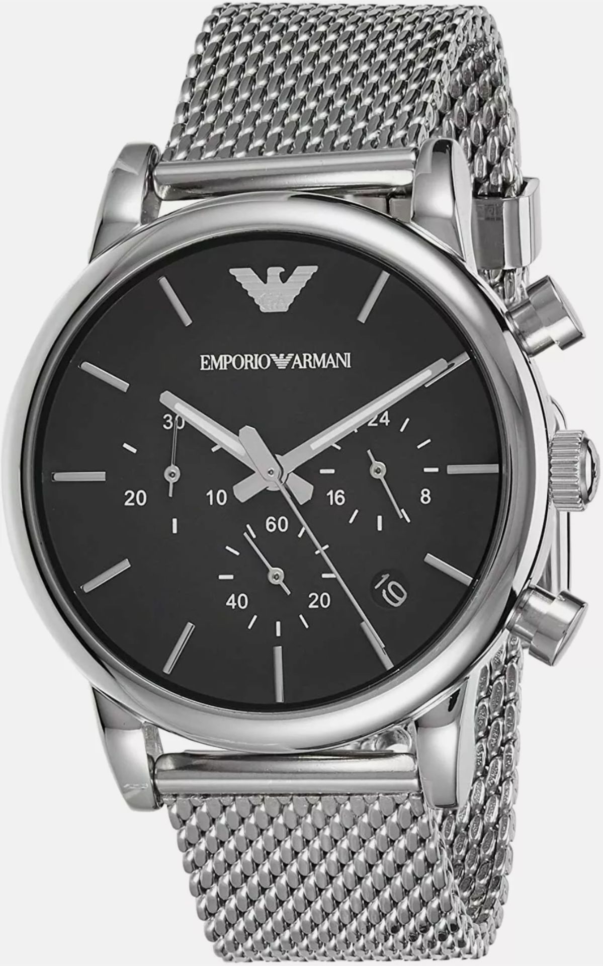 Mens Emporio Armani AR1811 Luigi Silver Mesh Band Quartz Chronograph Watch - Image 8 of 11