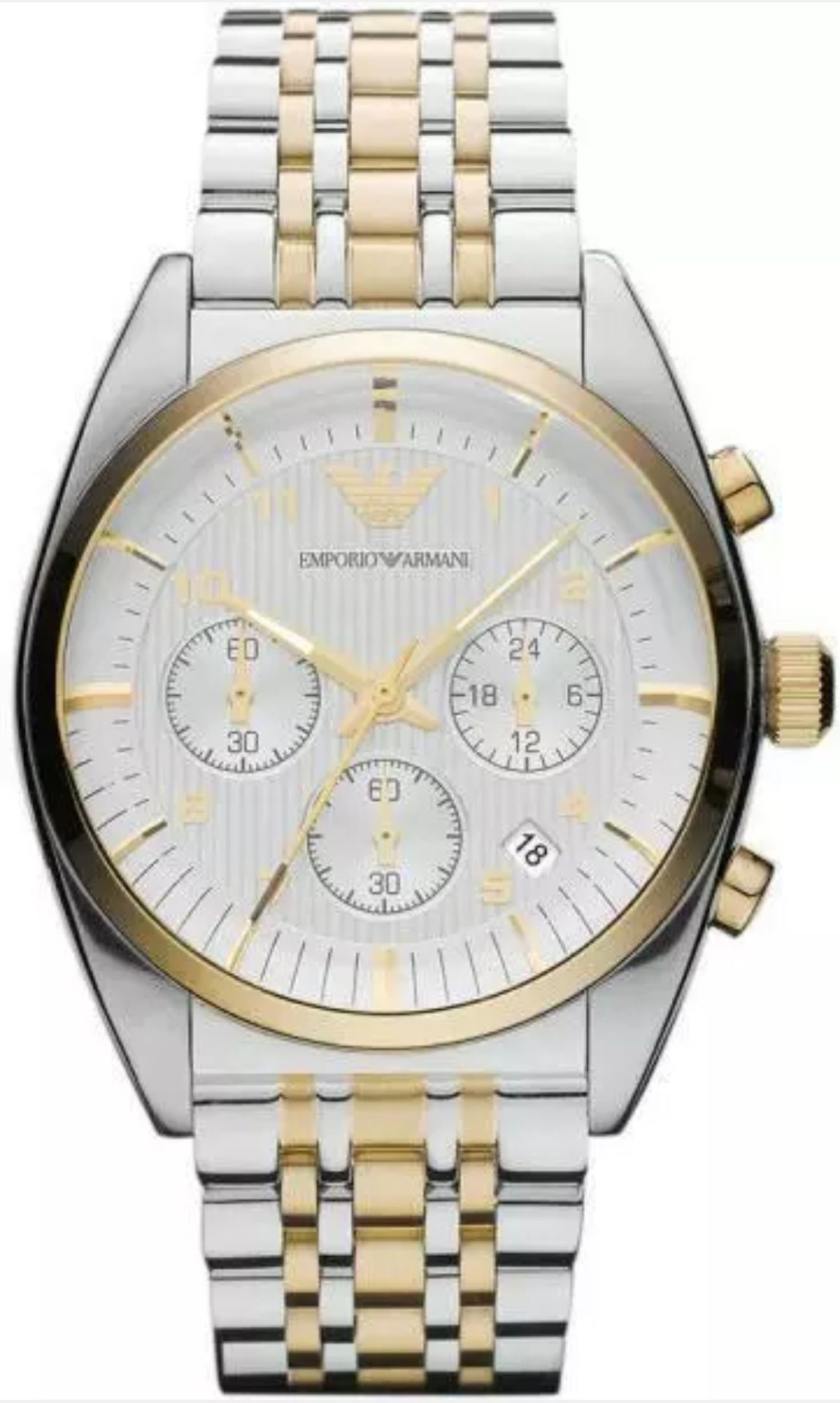 Emporio Armani AR0396 Men's two Tone Gold & Silver Quartz Chronograph Watch