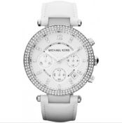 Michael Kors MK2277 Ladies Parker White Leather Strap quartz Chronograph Designer Watch