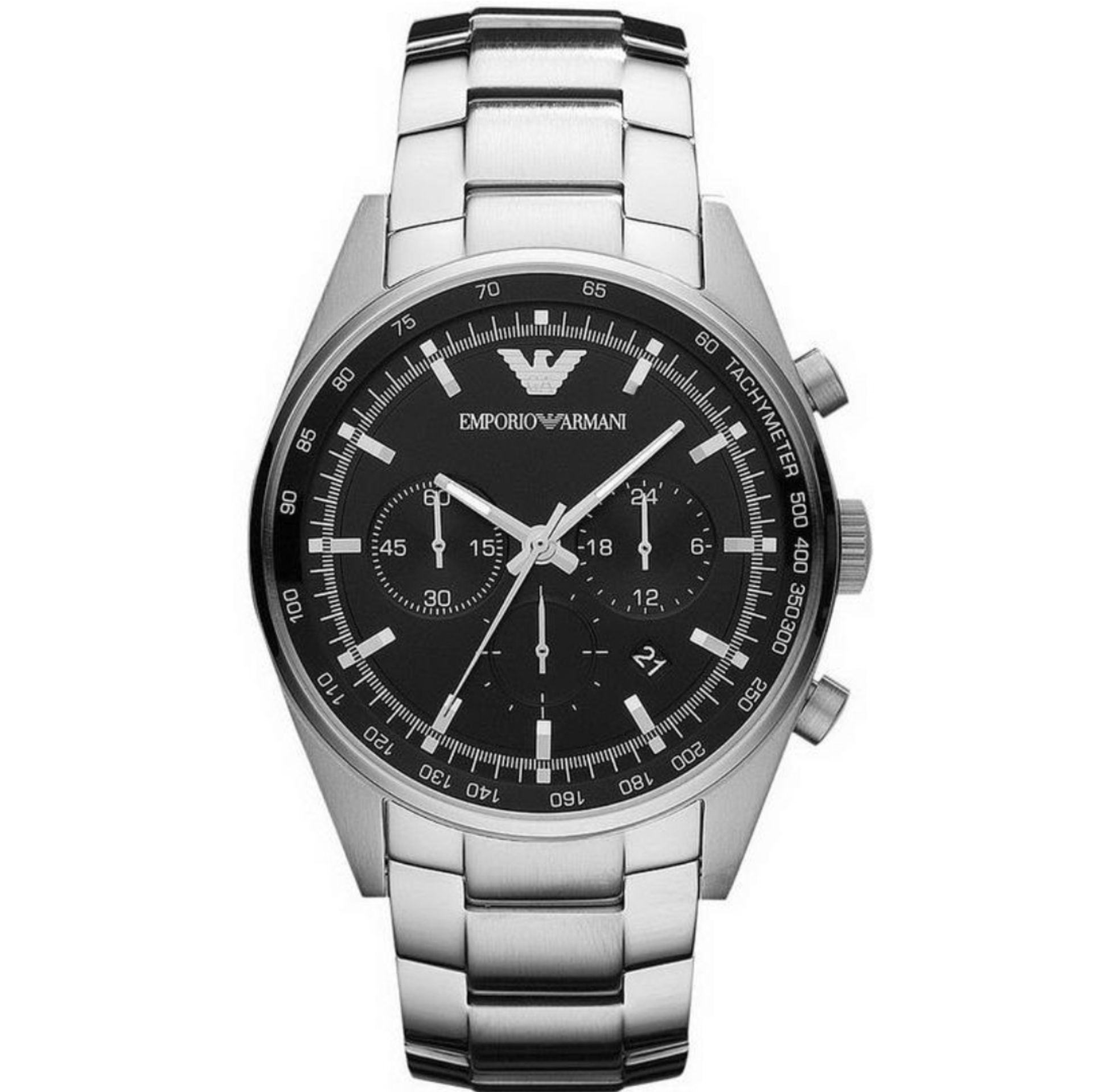 Emporio Armani AR5980 Men's Sportivo Black Dial Silver Bracelet Quartz Chronograph Watch - Image 4 of 7