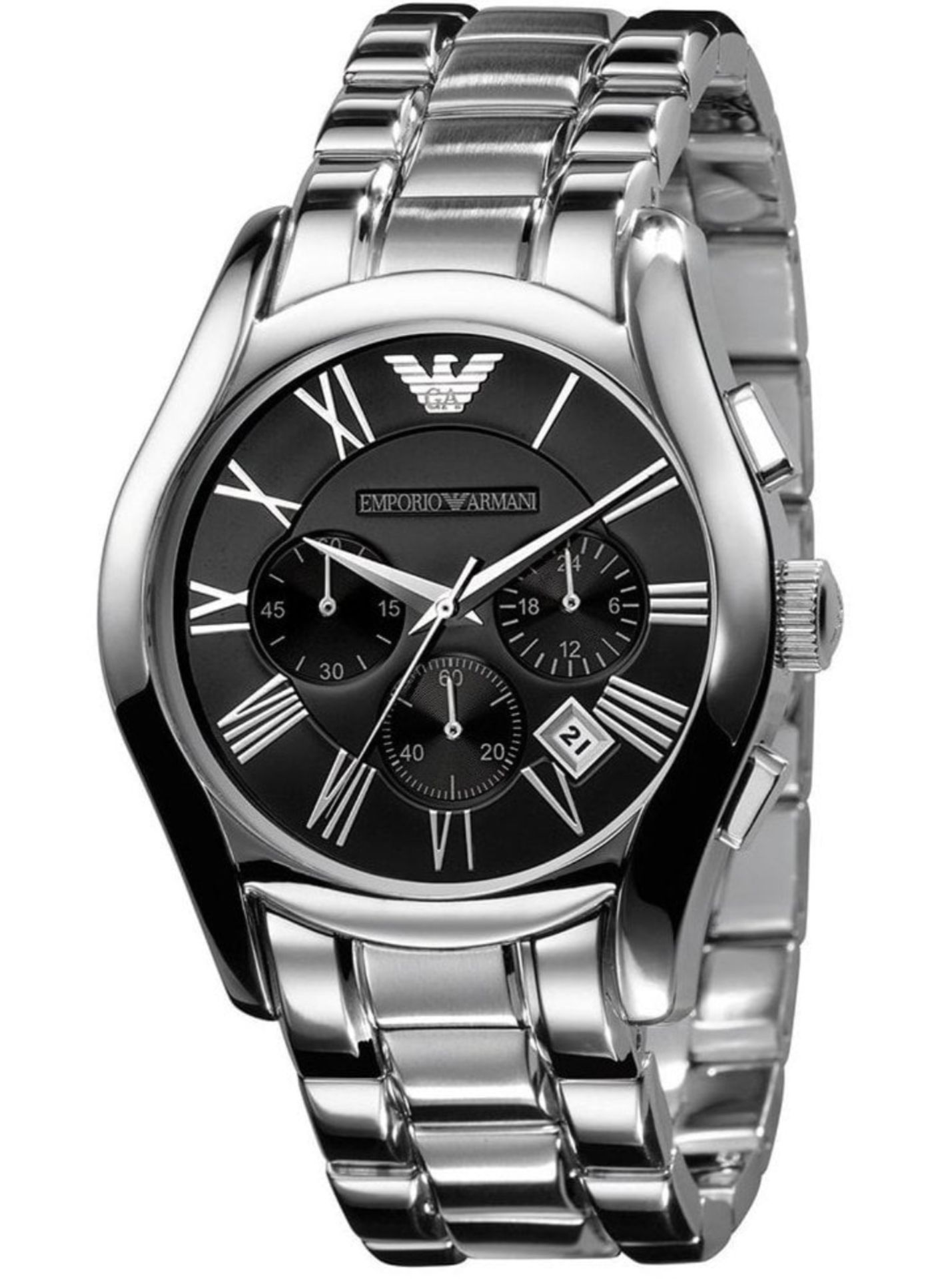 Emporio Armani AR0673 Men's Black Dial Silver Bracelet Quartz Chronograph Watch