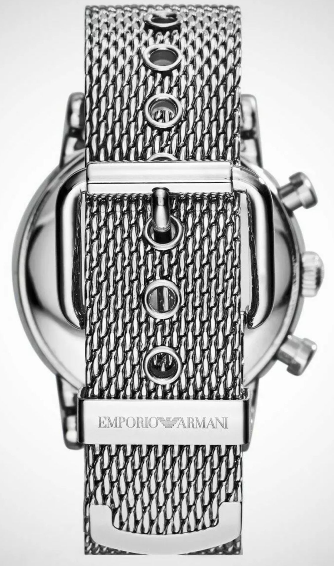 Emporio Armani AR1808 Men's Black dial Silver Mesh Band Quartz Chronograph Watch - Image 2 of 11