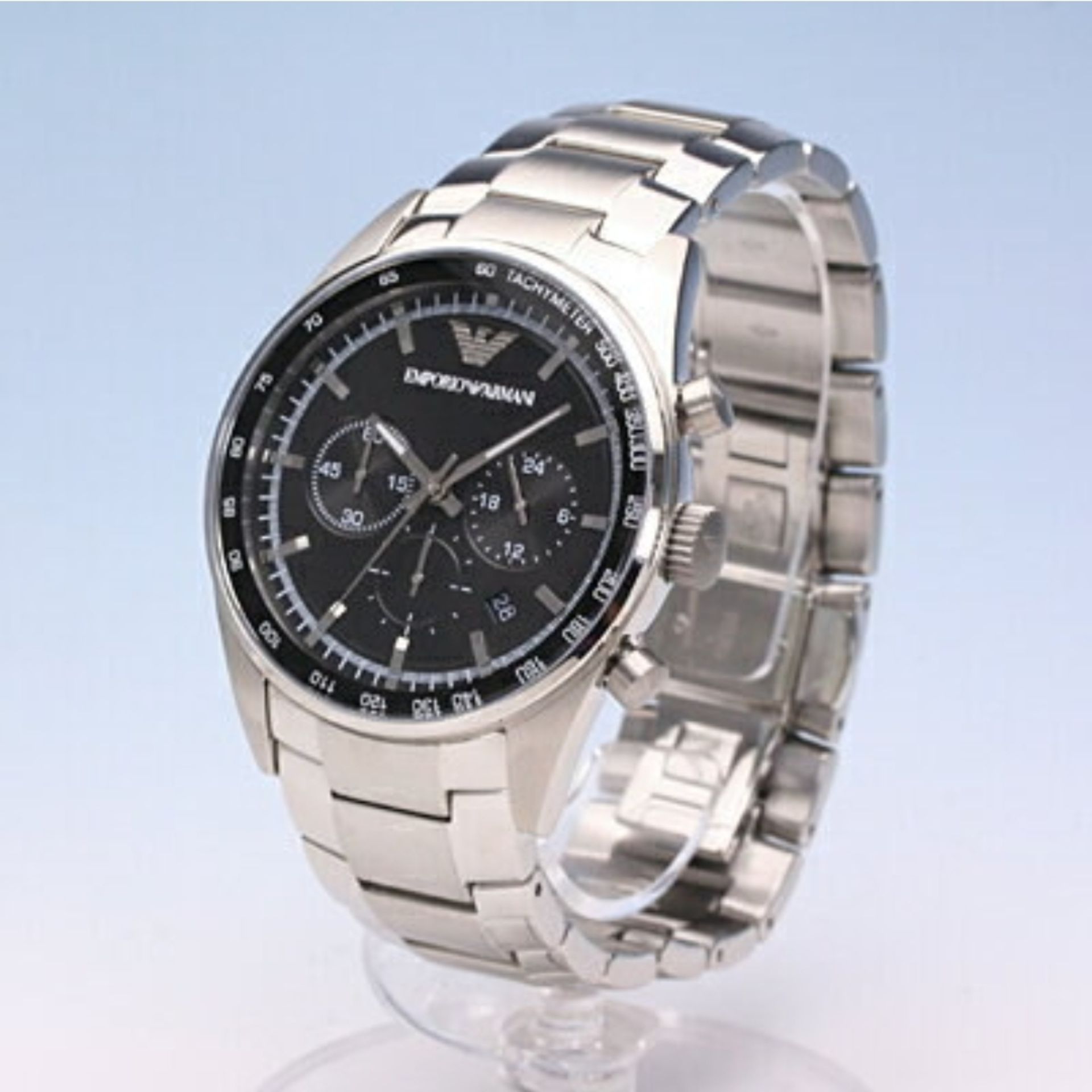 Emporio Armani AR5980 Men's Sportivo Black Dial Silver Bracelet Quartz Chronograph Watch - Image 5 of 7