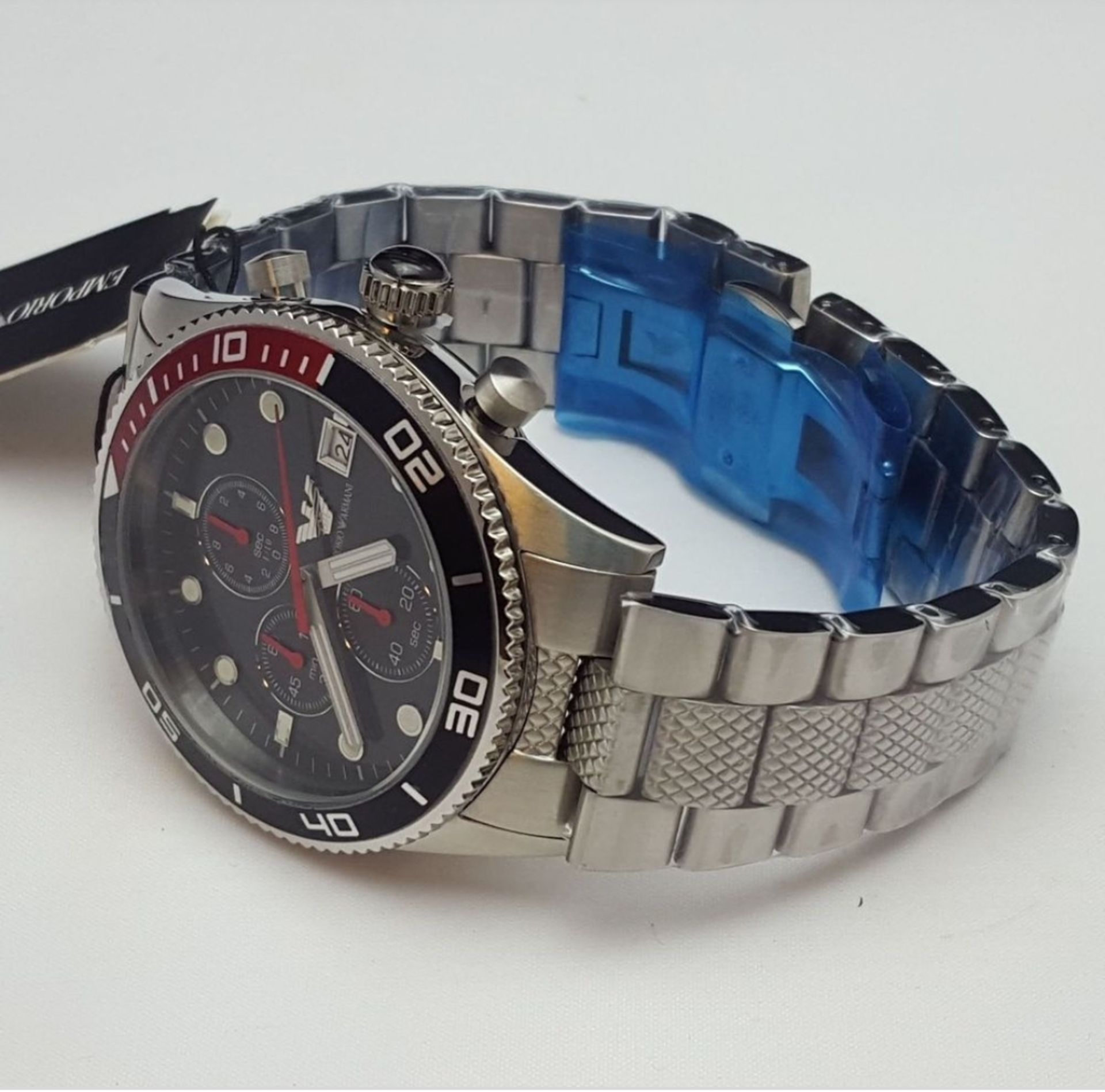 Emporio Armani AR5855 Men's Black Dial Silver Tone Bracelet Quartz Chronograph Watch - Image 9 of 11