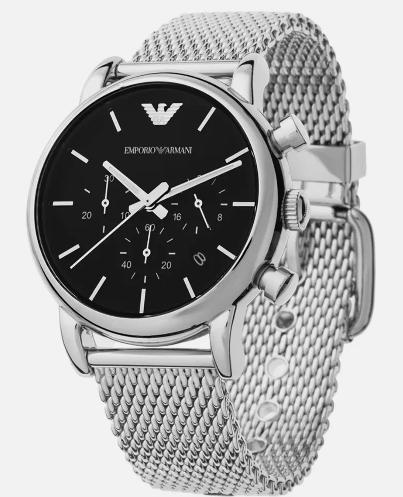 Mens Emporio Armani AR1811 Luigi Silver Mesh Band Quartz Chronograph Watch - Image 5 of 11