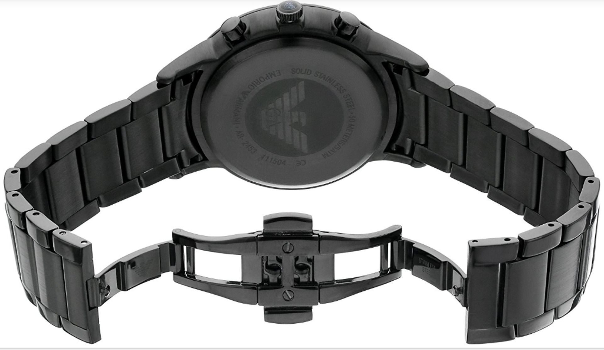 Emporio Armani AR2453 Men's Black Stainless Steel Bracelet Chronograph Watch - Image 3 of 4