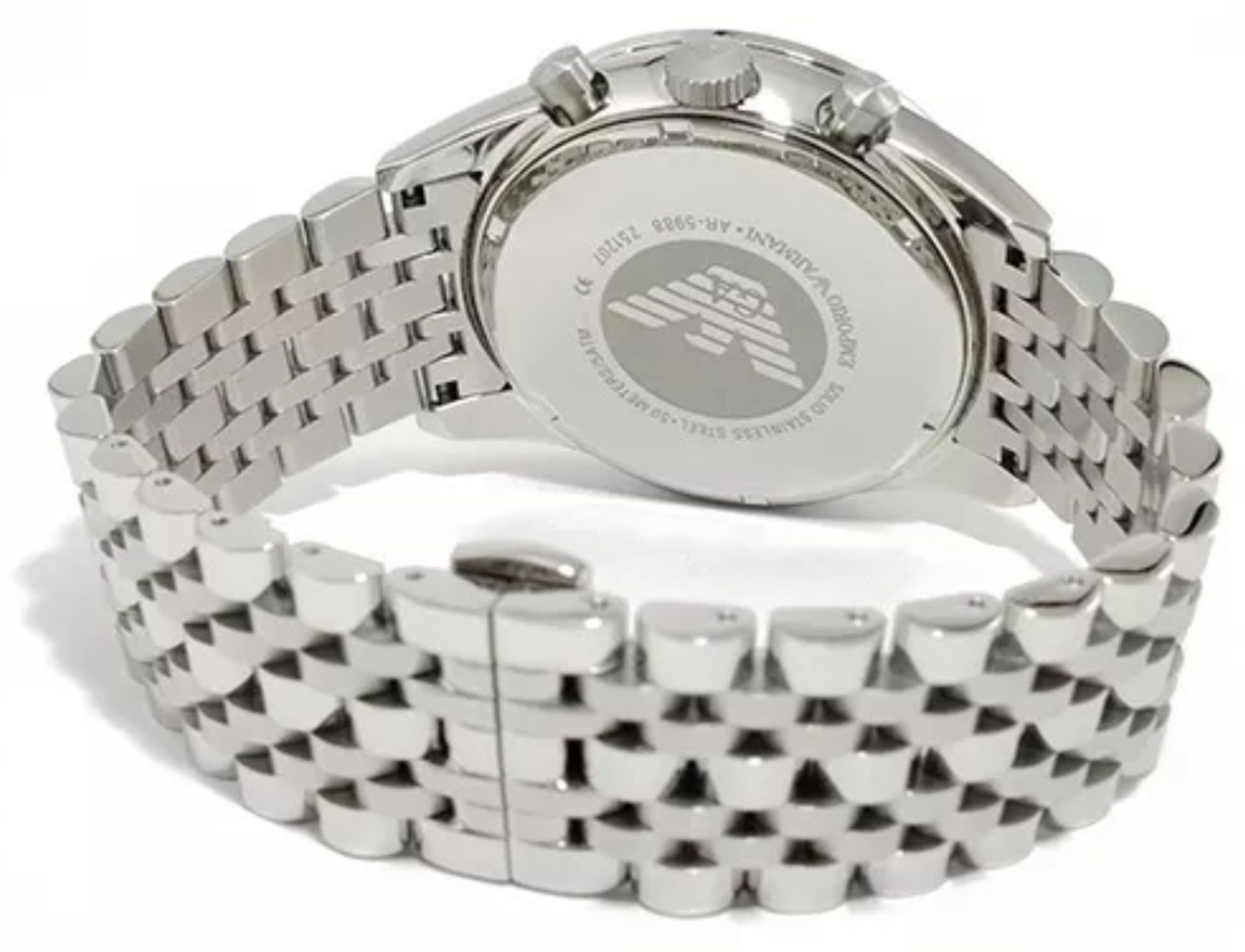 Emporio Armani AR5988 Men's Tazio Black Dial Silver Bracelet Chronograph Watch - Image 6 of 10