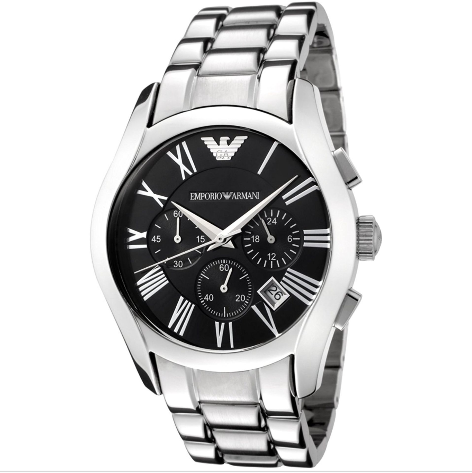 Emporio Armani AR0673 Men's Black Dial Silver Bracelet Quartz Chronograph Watch - Image 2 of 7