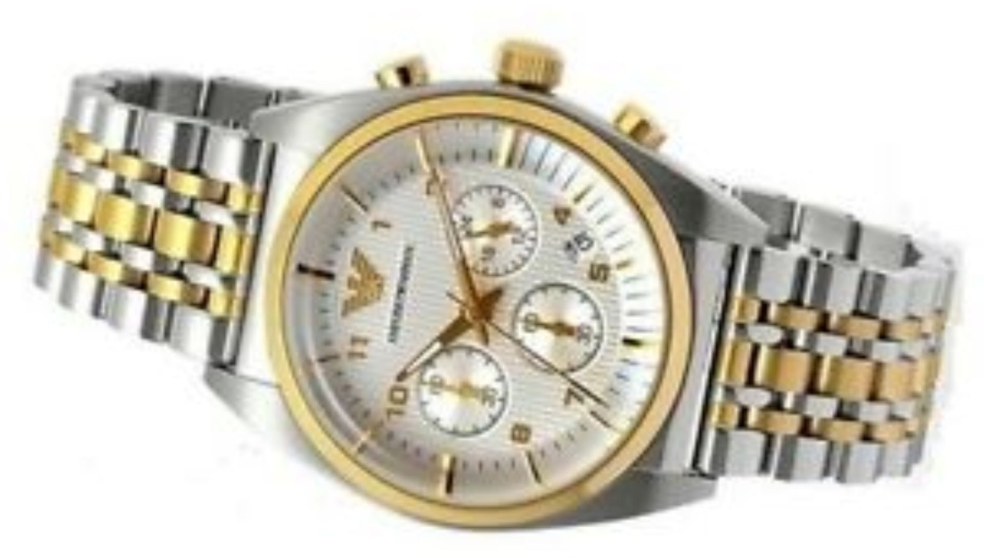 Emporio Armani AR0396 Men's two Tone Gold & Silver Quartz Chronograph Watch - Image 6 of 9