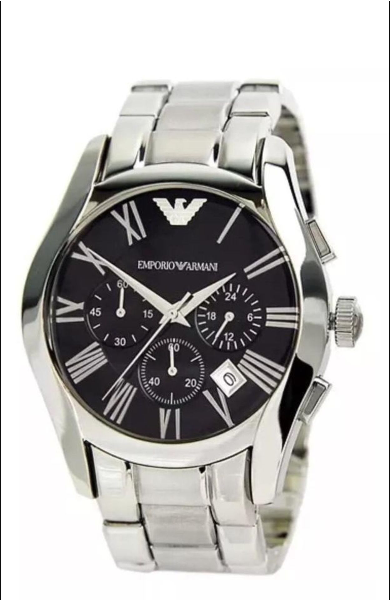 Emporio Armani AR0673 Men's Black Dial Silver Bracelet Quartz Chronograph Watch - Image 5 of 7