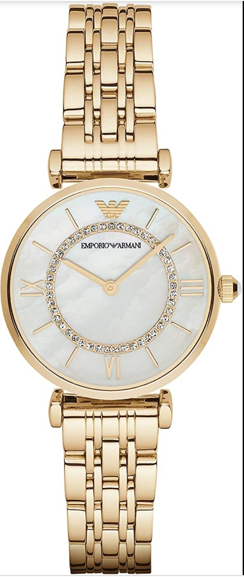 Emporio Armani AR1907 Ladies Mother Of Pearl Dial Gold Tone Bracelet Quartz Watch