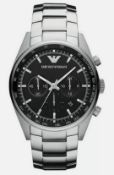 Emporio Armani AR5980 Men's Sportivo Black Dial Silver Bracelet Quartz Chronograph Watch