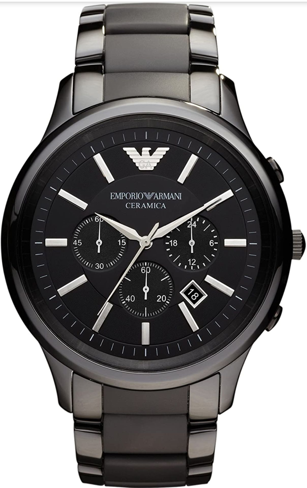 Emporio Armani AR1451 Men's Ceramica Black Ceramic Bracelet Quartz Chronograph Watch - Image 3 of 6