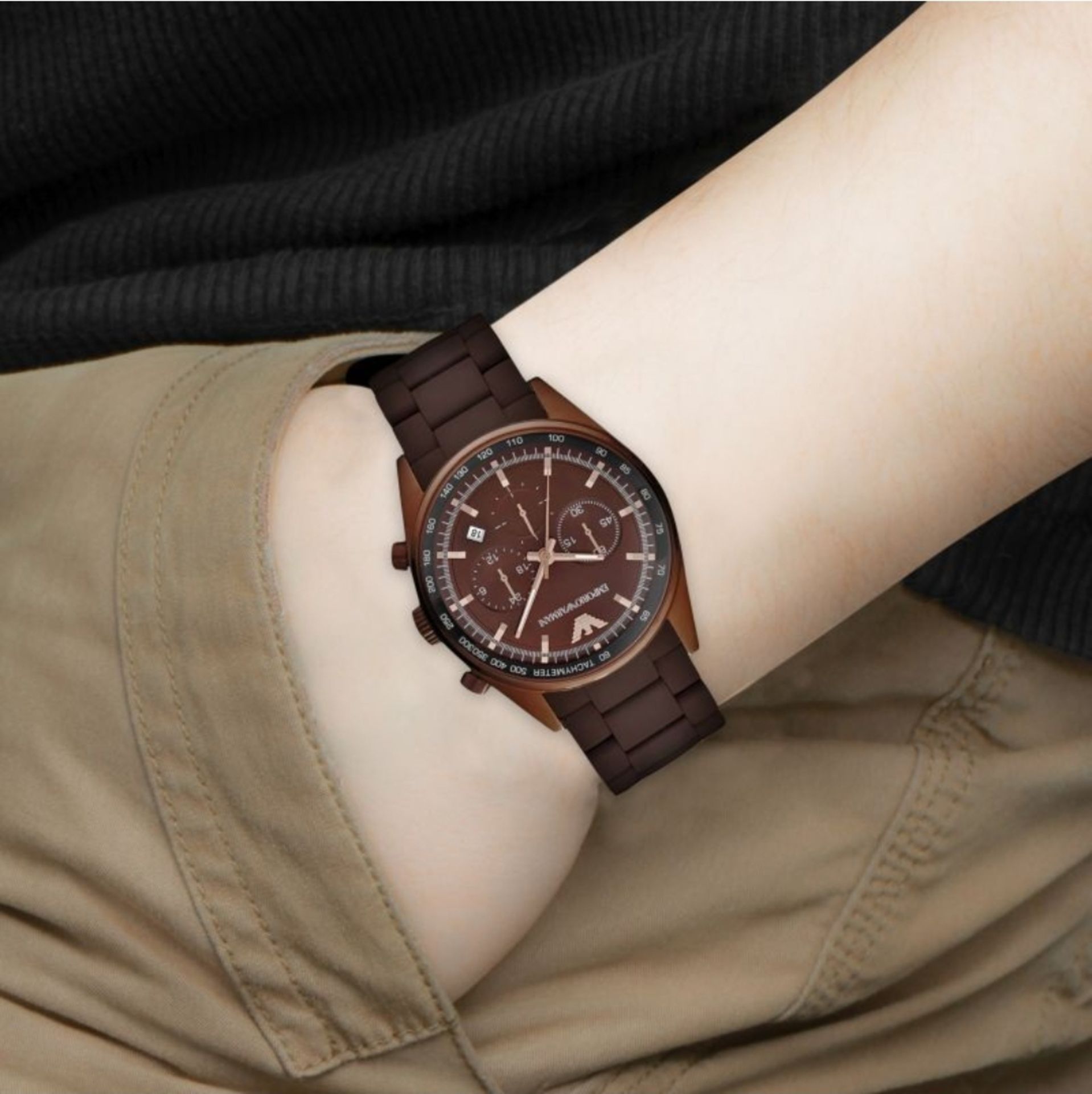 Emporio Armani AR5982 Men's Sportivo Brown Dial Quartz Chronograph Watch - Image 3 of 7