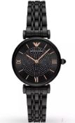 Emporio Armani AR11245 Ladies Black Dial Black Bracelet Quartz Chronograph Watch