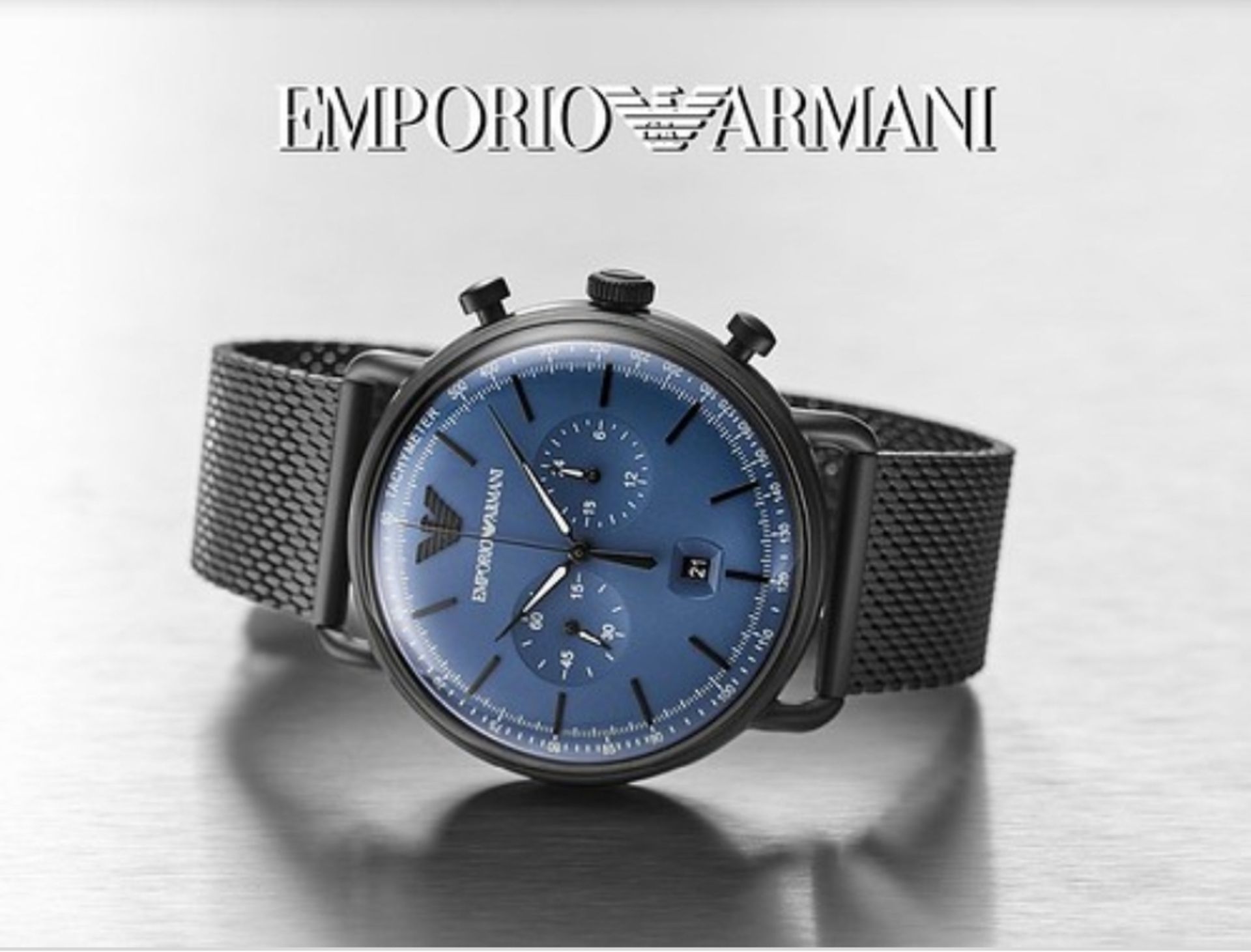 Emporio Armani AR11201 Men's Aviator Blue Dial Chronograph Watch - Image 5 of 8