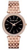 MICHAEL KORS MK3402 Darci Black & Rose Gold Tone Stainless Steel Ladies Watch