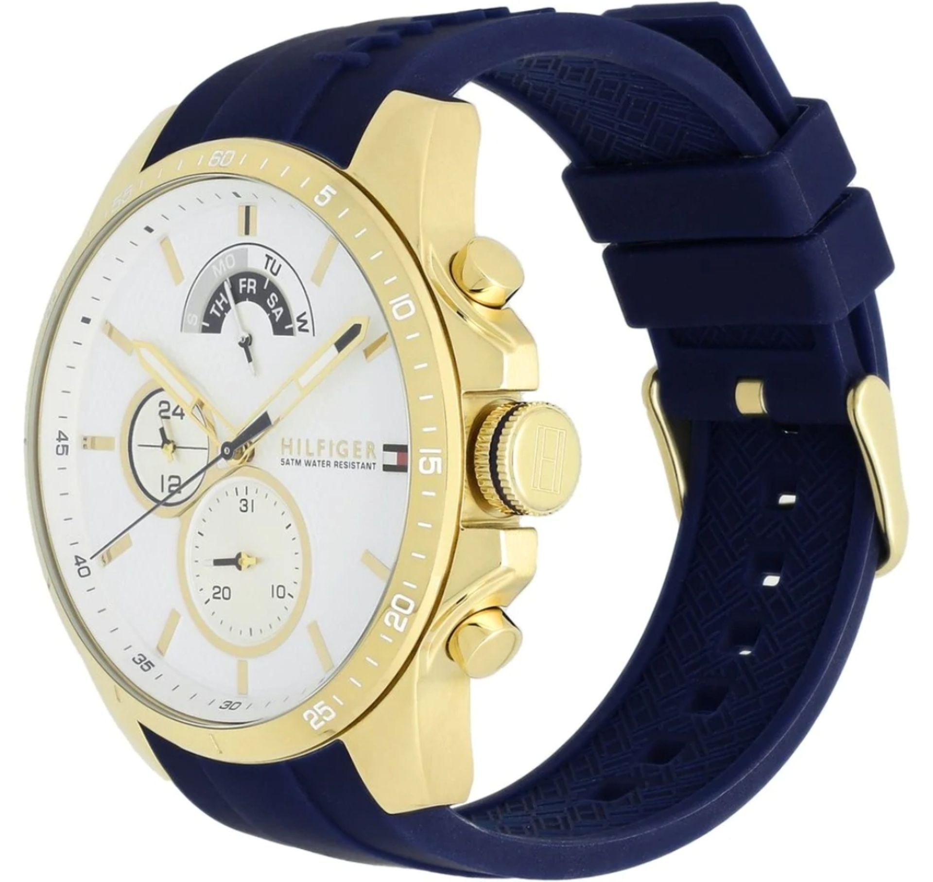 NEW TOMMY HILFIGER DECKER BLUE SILICONE STRAP 1791353 MEN'S CHRONOGRAPH WATCH - Image 3 of 4