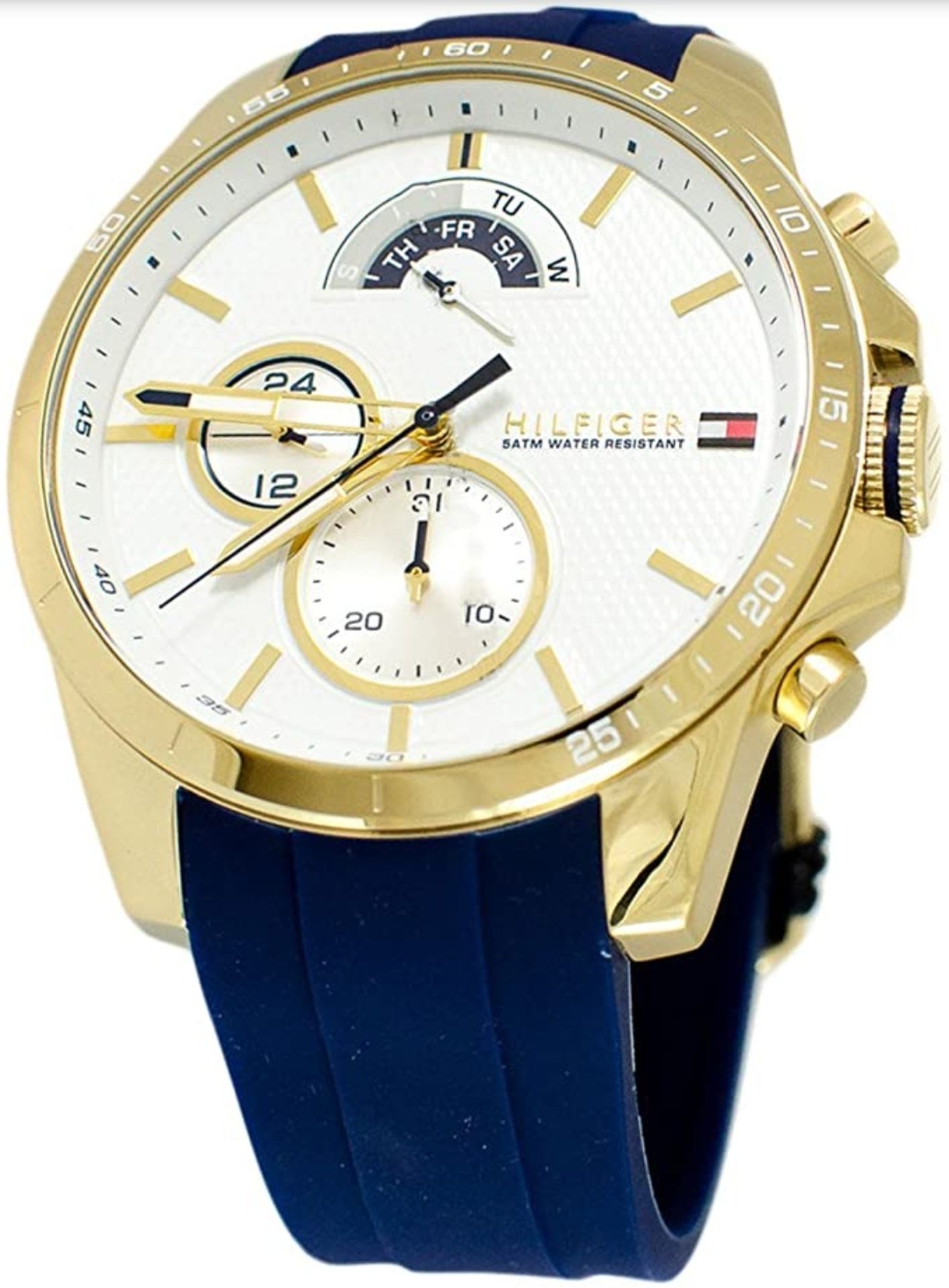 NEW TOMMY HILFIGER DECKER BLUE SILICONE STRAP 1791353 MEN'S CHRONOGRAPH WATCH - Image 2 of 4