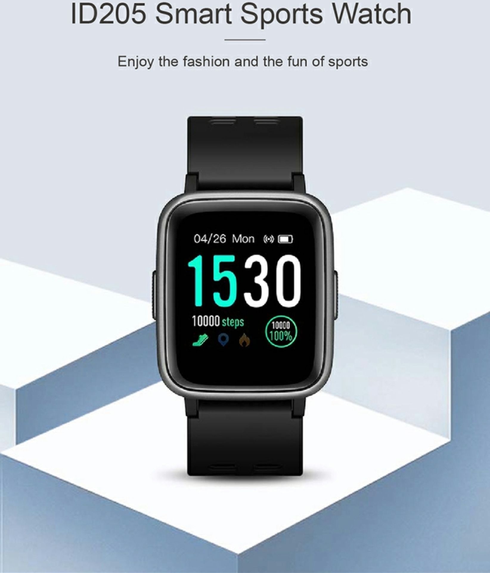 Brand New Unisex Fitness Tracker Watch ID205 Blue/Grey Strap - Image 25 of 33